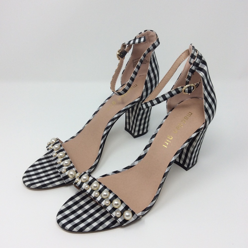 New Madden Girl Black and White Gingham Heels